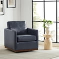 thumbnail image 3 of CHITA Swivel Accent Chairs Set of 2 for Living Room, Comfortable Arm Chairs for Bedroom, Faux Leather in Navy Blue, 3 of 12