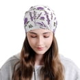 thumbnail image 2 of Naloa Lavender Flowers Soft Beanie Hat, Knit Beanie Daily Beanie in Fine Knit for Women Men Winter Travel, Outdoor, 2 of 7