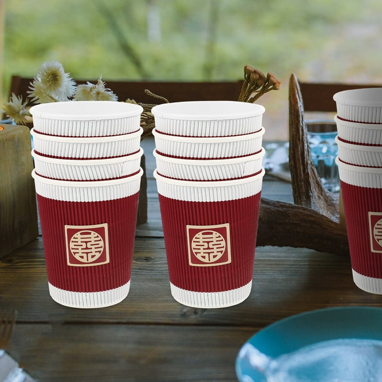 60 Pcs Coffee Mugs Iced Coffee Cup Kraft Ripple Wall Cups Chinese