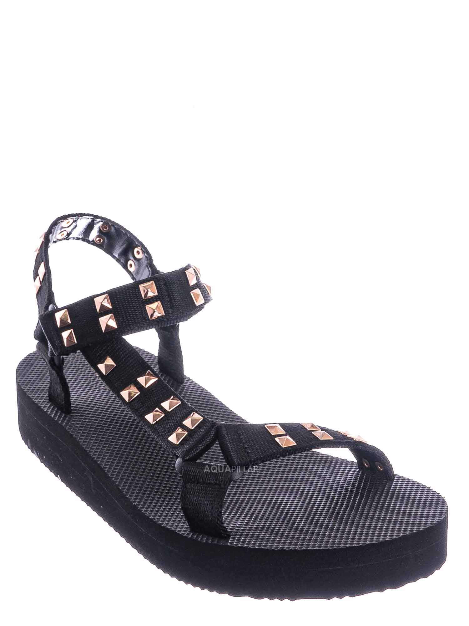 EVA Sporty Sandal w Metal Stud Detail Flatform Foam Comfy Shoe