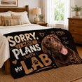 thumbnail image 6 of Tilting Chocolate Labrador Beside Playful Oversized Lettering, Soft Flannel Blanket with Playful Pet Typography Print, Housewarming Gift and Home Decor for Bedroom and Living Room, 6 of 7