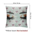 thumbnail image 4 of Eyelash Throw Pillow Cover Winking Eyes and Pink Hearts Romantic Pattern Cartoon, Decorative Square Covers for Couch Bed &amp; Sofa, Fuchsia Pale Blue Black, 4 of 7