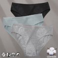 thumbnail image 3 of Bragas de algodón con patrón de diseño Jacquard para mujer, ropa interior Sexy, lencería femenina, calzoncillos íntimos de Color sólido, 3 of 5