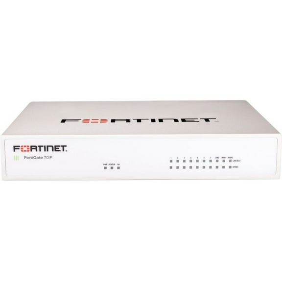 Fortinet FortiGate FG-70F Network Security/Firewall Appliance - Intrusion Prevention - 9 Port - 10/100/1000Base-T - Gigabit Ethernet - 10 Gbit/s Firewall Throughput - SSL - 9 x RJ-45 - 3 Year 3 yea...