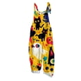 thumbnail image 5 of XINPING Halloween Overalls for Women, Sleeveless Spaghetti Strap Jumpsuit with Pockets, Ghost Pumpkin Print Wide Leg Baggy Romper, Adjustable Straps Fall Holiday Party Outfit 2026, 5 of 8