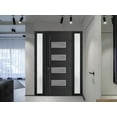 thumbnail image 3 of Front Exterior Prehung Metal-Plastic Door Frosted Glass | Manux 8113 Matte Black | 2 Side Sidelite Transoms | Office Commercial and Residential Doors Patio Garage 68x80 (W16+36+16x80) Left-hand, 3 of 6