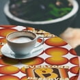 thumbnail image 3 of Ambesonne Emoji Art Fitted Round Tablecloth, 80s Disco Note Face Funky, 36"- 40" Diameter, White Vermilion Mustard, 3 of 5