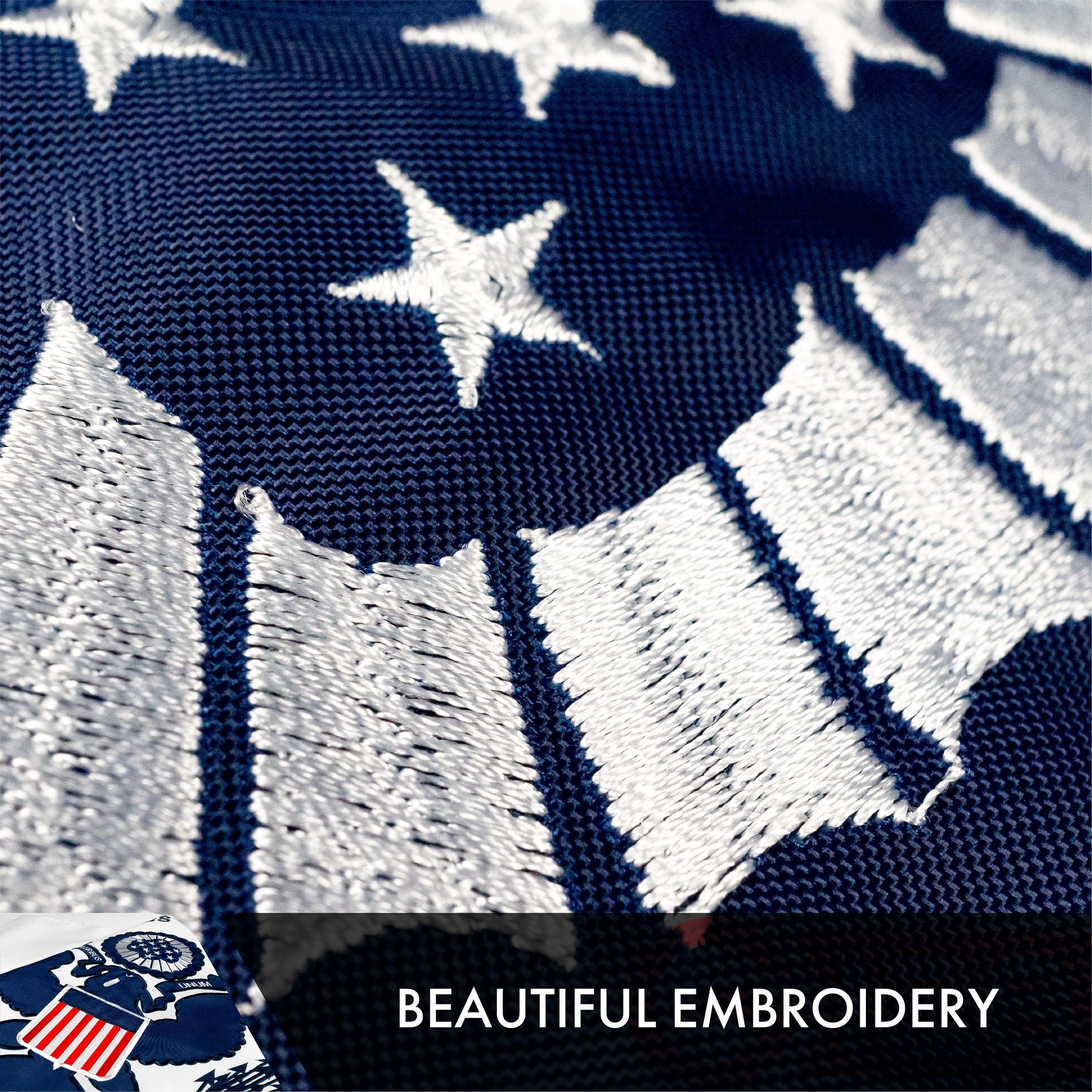 G128 - US Coast Guard Flag Double Sided 210D Embroidered 3x5 ft Flag with Brass Grommets