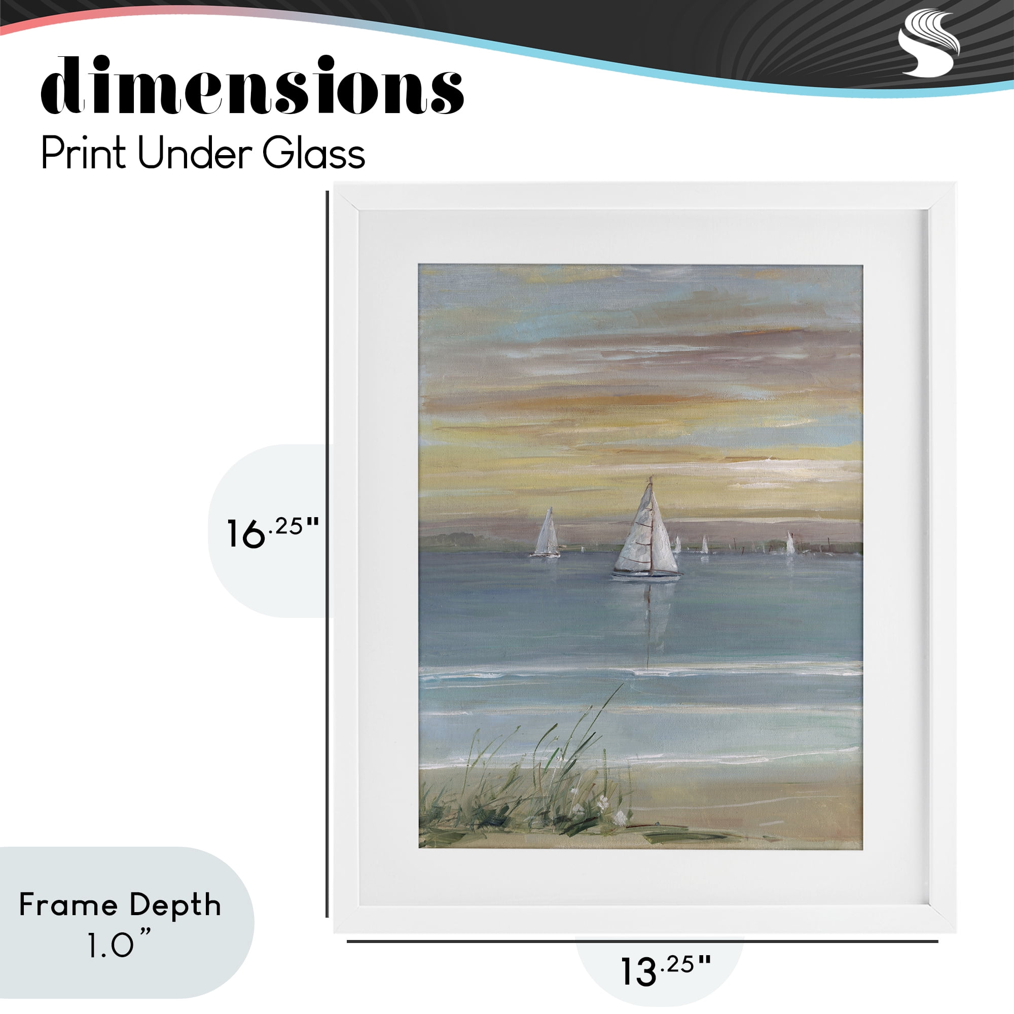 Stupell Industries Coastal Sailboats At Twilight White Framed Print Under Glass, design by Sally Swatland