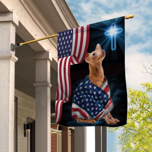 American Flag Chihuahua Dog Wearing Flag American Patriot Patriotic 4th of july House Flag, Double-Sided Decorative Outdoor Flag, Patriotic Polyester Yard Flag 29.5 x 39.5 in