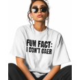 thumbnail image 2 of Women's Graphic T-Shirt White 4XL Women's Tops I Don't Care Crew Neck Short Sleeve Shirts for Women, 2 of 3