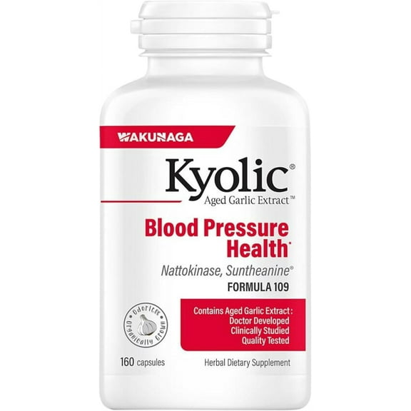 Kyolic Aged Garlic Extract Blood Pressure Health Formula 109 - Non-GMO - 160 Capsules
