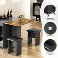 thumbnail image 4 of AWQM Folding Dining Table Set for 4, Dinner Table with 4 Leather Chairs and Shelves, Space Saving Foldable Dining Table with 6 Wheels, Kitchen Table Set for Small Spaces Black + Brown, 4 of 8