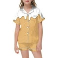 thumbnail image 1 of Icvfdpl Tenues pour Tout-Petits Filles, Ensembles de Pyjamas 2 Pcs Enfants Imprimé Graphique Manches Courtes Chemise à Boutons Shorts Ensemble de Pyjama Confortable Vêtements pour Filles, 8-9 Ans, 1 of 4