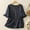 01 Navy, variant on Weiqiqre Womens Shirts 3/4 Sleeve Loose Fit Fashion Dressy Floral Print Button Up Tunic V Neck Shirts Tops