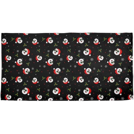 Christmas Santas in Sunglasses Pattern All Over Bath Towel