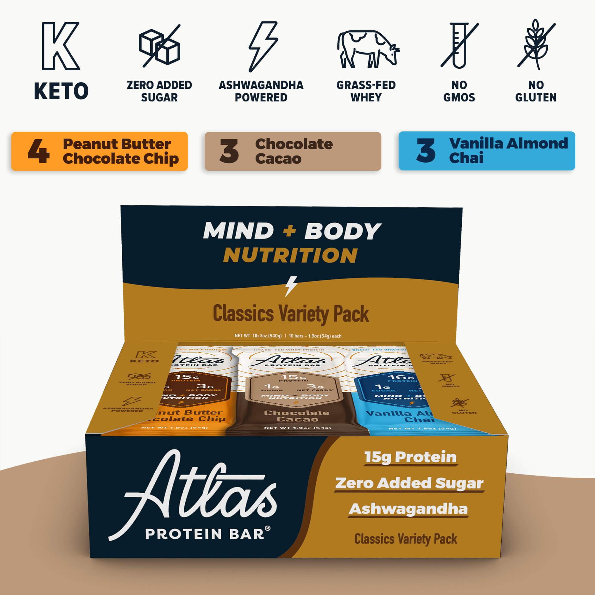 Atlas Bar, Keto Friendly & Grass Fed Whey Protein Bar, Variety Pack, 15g Protein, 9 Bars - image 5 of 9