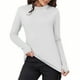 thumbnail image 3 of Ropa de otoño para mujer,Blusa de terciopelo de manga larga para mujer, cuello semialto con aberturas para los pulgares, blusa de poliéster suave para uso informal, sopatenor, 3 of 9