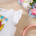 thumbnail image 5 of WOYY Toddler Girls Outfits Flutter Sleeve Crayon Print T-Shirt Shorts Set, Sizes 3-4T, 5 of 6