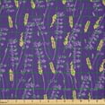 thumbnail image 2 of Ambesonne Floral Fabric by the Yard Microfiber, Lavender Flowers Leaves Art, 5 Yards, Violet and Pastel Yellow, 2 of 2