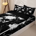 thumbnail image 3 of Homewish Grunge Skull Skeleton Zipper Full Size Comforter Sets with Fitted Sheet and 2 Pillowcases,Halloween Spider Web Zipper Bedding Set,Floral Bed Set,Black Reversible,4pcs, 3 of 8