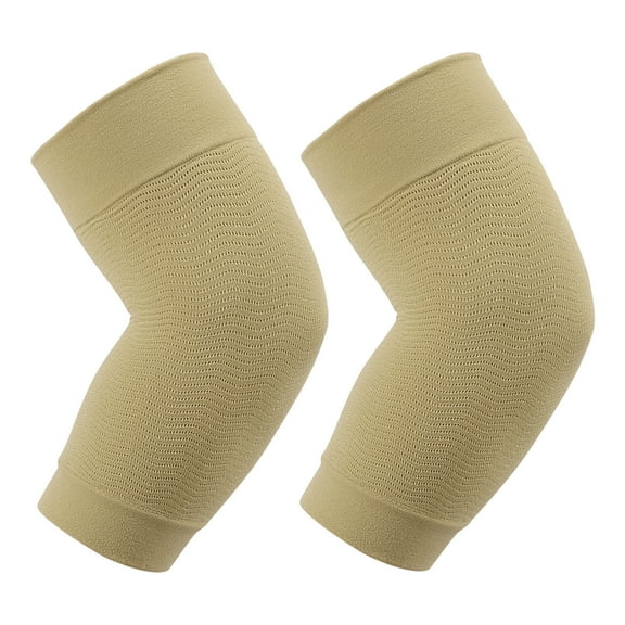 1 Pair Beige Elbow Compression Sleeve, Elbow Brace for Tendonitis and Tennis Elbow, Golfer Elbow Support Tennis Elbow Brace for Men and Women