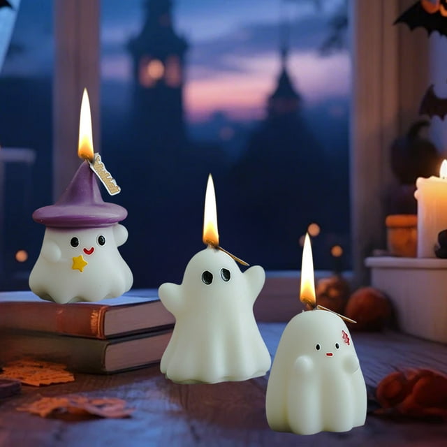 Vela de Halloween con Aromaterapia de Mago Espeluznante | Vela Artesanal Perfumada para Modelar | Blanca, Multicolor | 1 Unidad | 6,5 X 4,6 X 7,5 Cm | 89 G | Adorables Formas de Fantasmas | Múltiples