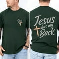thumbnail image 3 of Unisex Christian Graphic T-Shirt, “Jesus Has My Back” 2-Sided Faith Tee with Rustic Cross and Heart Design, Spiritual Gift for Believers, Cotton Shirt, Sizes S–5XL, 3 of 7