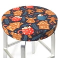 thumbnail image 3 of Goofa Snowman house leaf Printed Stool Covers Round, Waterproof Round Bar Stool Covers Anti-Slip Round Bar Stool Seat Cover with Elastic Bands Durable-13 inch, 3 of 7