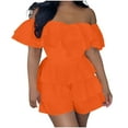 thumbnail image 2 of Mqqzkk Women's One-shoulder Jumpsuits Short Rompers Pleated Jumpsuit Loose Fits Bodysuit Fashion Clothes 2025 Outfit Orange XL, 2 of 6