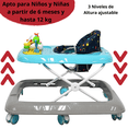 thumbnail image 3 of Andadera para Bebé Luz y Sonido Juguetes Interactivos Altura Ajustable Plegable Ruedas de Goma Apta desde 6 meses y hasta 12 kg - Azul, 3 of 6