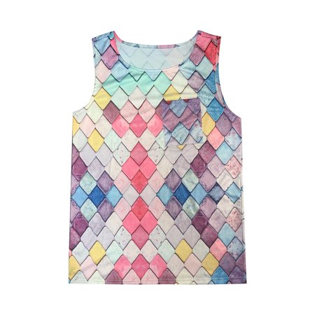 

Women Non-positioning Color Diamond-Shaped Contrast Color Belt Pocket Vest Top