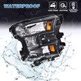 thumbnail image 4 of PIT66 Headlights, Fit for 15-17 Ford F-150 F150 Replacement Headlights Head Lamps Left+Right Pair Headlamp Assembly Accessories Clear Lens Black Housing Amber Reflector, 4 of 8