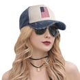 thumbnail image 6 of America Flag Baseball Cap Distressed Adjustable Vintage Cotton Denim Hat for Women Men, 6 of 7