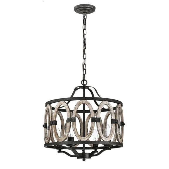 Warehouse of Tiffany Moonring Faux Drift Wood 18inch Farmhouse Style Pendant Ceiling Lighted Chandelier