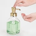 thumbnail image 4 of mDesign Square Glass Refillable Soap Dispenser Pump, 2 Pack - Clear/Soft Brass, 4 of 7