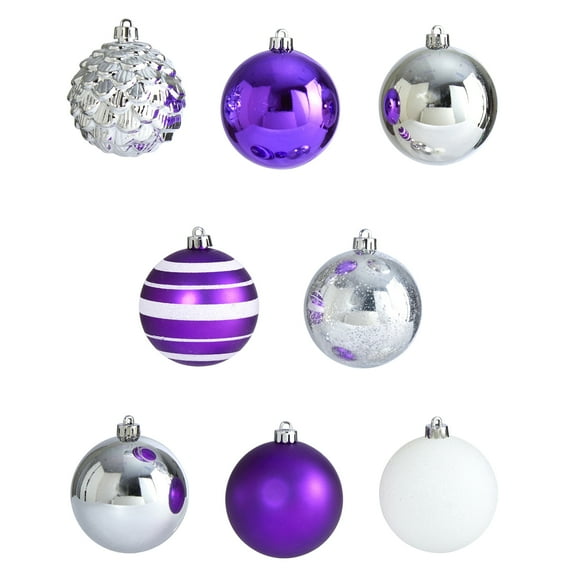 Nearly Natural Purple Round Glass Christmas Ball Ornaments, 64 Count (3.00")