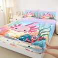 thumbnail image 3 of Manfei Kawaii Axolotl Bed Sheets Full, Ocean Coral Full Sheet Sets, Cartoon Animal Bedding Sets Full Size, Breathable Room Decorative, 4 Pieces, 3 of 7