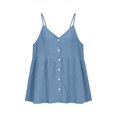 thumbnail image 4 of Linen Tank Tops for Women Summer Solid Spaghetti Strap Button down V Neck Camisole Lightweight Tank Top Size 2XL, 4 of 5