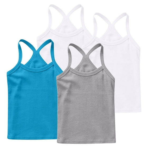 ZACPNCV 4 Pieces Girls Dance Tank Tops Racerback Camisole Undershirts Spaghetti Strap Camis Dance Clothes Tank Tops for Girls Gray 12-13 Years