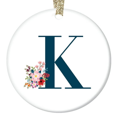 Woman's K Name Monogram Ornament First Last Name Letter