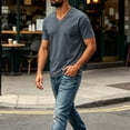 thumbnail image 5 of Men's Big and Tall Shirts Cotton V Neck Plus Size Short Sleeve Soft Casual 2026 Summer Tee Dark Gray XL, 5 of 7
