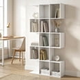 thumbnail image 2 of HOMCOM 5-Tier Bookshelf, S Shaped Geometric Bookcase, White Wood Grain, 2 of 10