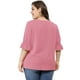 thumbnail image 5 of Women's Plus Size Ruffle Blouse V Neck Smocked Sleeves Top Pink 4X, 5 of 6