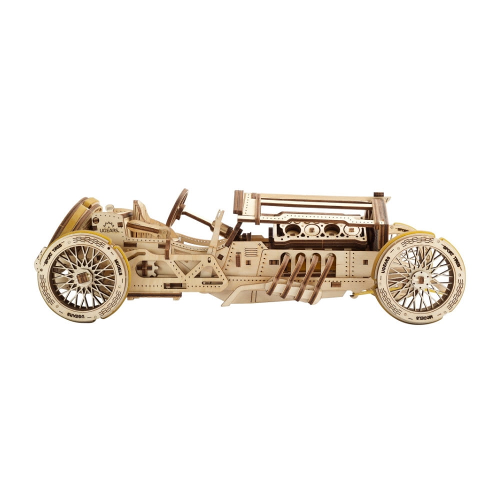 UGEARS U9 Grand Prix Car 3D Mechanical Wooden Puzzle Self Assembling