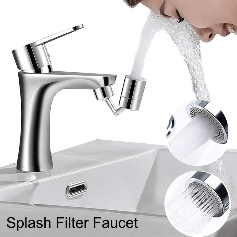 Universal Splash Filter Faucet 720° Rotate Water Outlet Faucet 4-Layer Net Filter Leakproof Design with Double O-Ring Oxygen-Enriched Foam