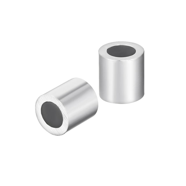 Unique Bargains M3 Aluminum Sleeve Crimp 3mm(1/8 In) Steel Wire Rope Button Stop 100 Pcs