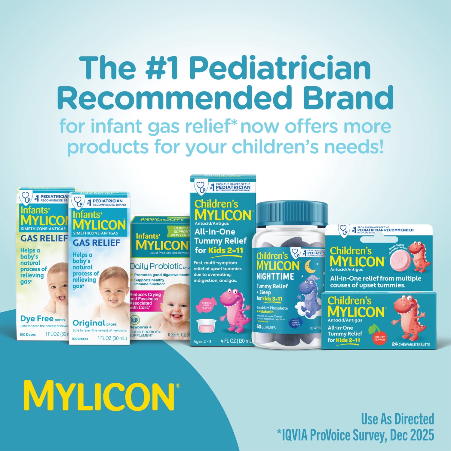 (3 pack) Infants' Mylicon Gas Relief Drops & Syringe, Dye Free, 0.5 fl oz