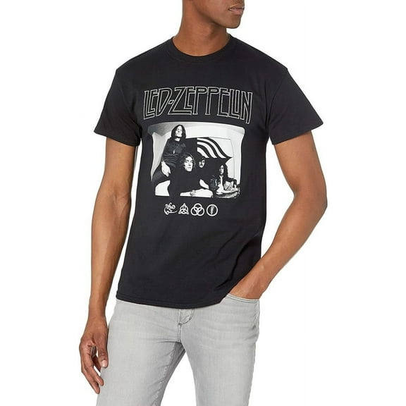 Led Zeppelin Men's Icon Logo Photo T-Shirt X-Large | Officially Licensed Merchandise