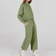 thumbnail image 3 of RYRJJ Lounge Sets for Women Sweatsuits 2 Piece Outfits Fall Drawstring Sweatshirt Wide Leg Sweatpants Tracksuit(Green,L), 3 of 8